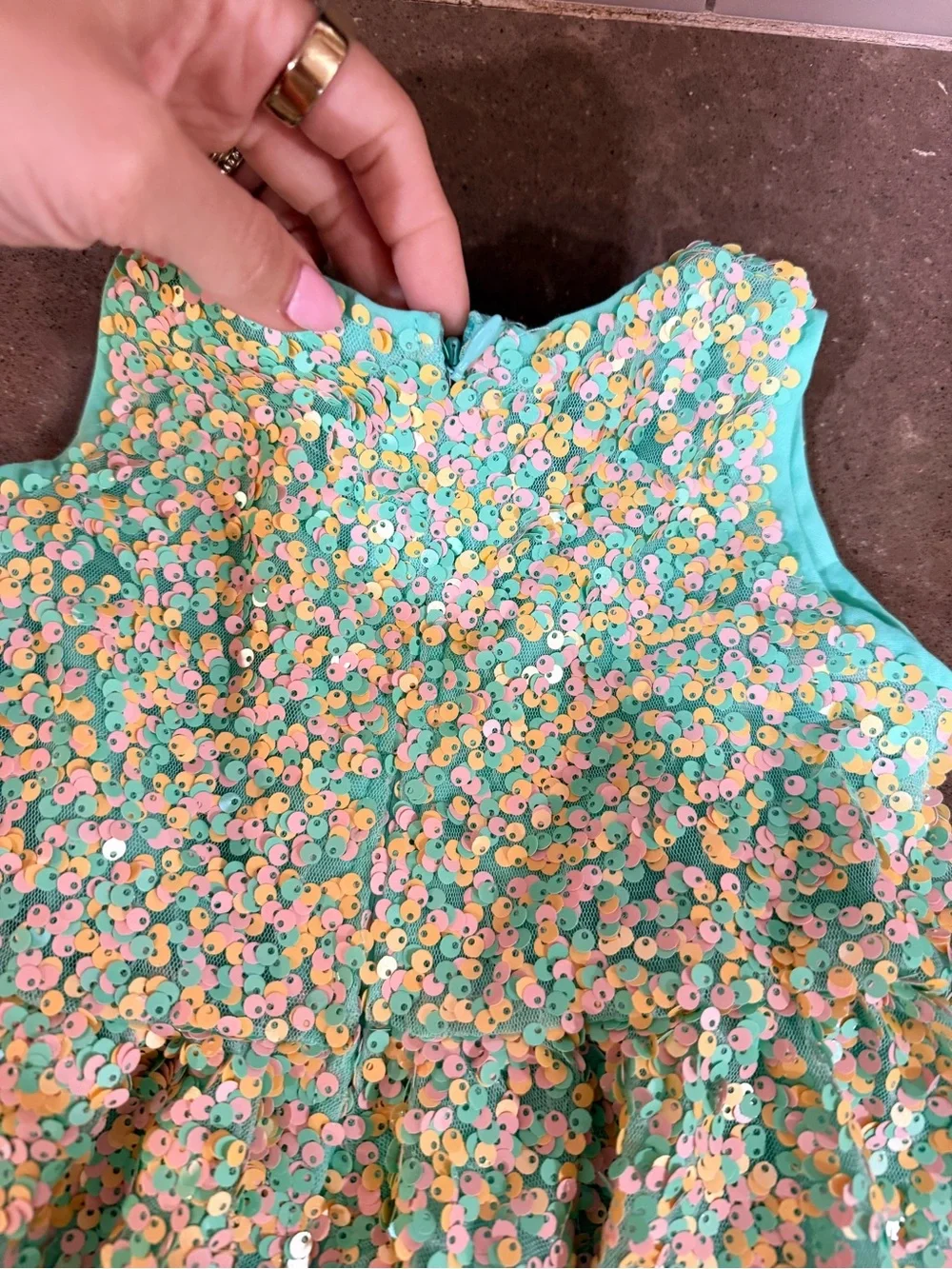 Heritage Mint Sequin Floral Party Dress - Picture 4 of 6
